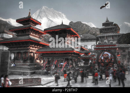 Patan .Ancient city in Kathmandu Valley. Nepal. black and red and white photo Stock Photo