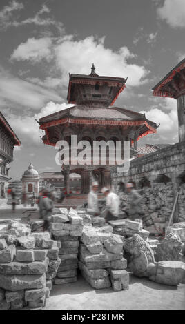 Patan .Ancient city in Kathmandu Valley. Nepal. black and red and white photo Stock Photo