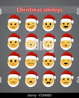 Set of celebratory Christmas smileys for your forum. vector illustration Stock Vector