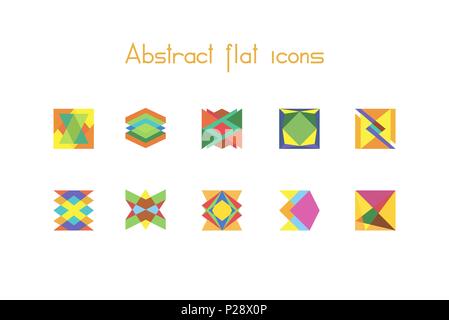 Set of abstract flat pattern icons. vector illustration Stock Vector
