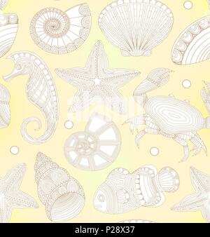 Seamless pattern with marine inhabitants Stock Vector