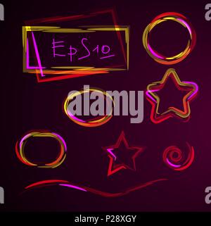 set of Geometric shapes. neon design element. Stock Vector