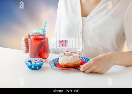 woman celebrating american independence day Stock Photo