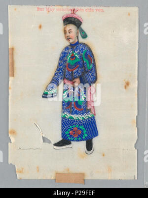 .  English: Painting (China), ca. 1890 .  English: Vertical rectangle. Male court official in blue embroidered cloak and hat. . circa 1890 216 Painting (China), ca. 1890 (CH 18453649) Stock Photo