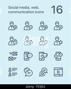 Outline Social media, web, communication icons for web and mobile design pack 1 Stock Vector