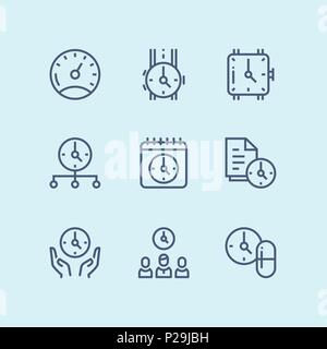 Outline Set of time, clock, watch, timer vector simple outline icons for web and mobile design pack 4 Stock Vector
