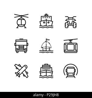 transport truck car vehicle ship onboarding icons set vector Stock ...