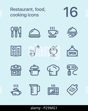 Outline Restaurant, food, cooking icons for web and mobile design pack 1 Stock Vector