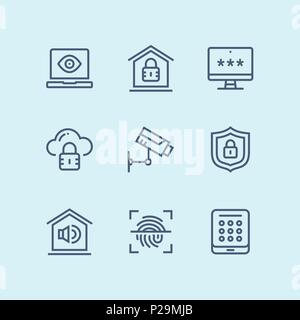 Outline Security and protection simple vector icons for web and mobile design pack 2 Stock Vector