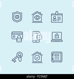 Outline Security and protection simple vector icons for web and mobile design pack 3 Stock Vector