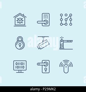 Outline Security and protection simple vector icons for web and mobile design pack 4 Stock Vector