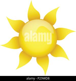 yellow sun on a white background isolated Stock Vector
