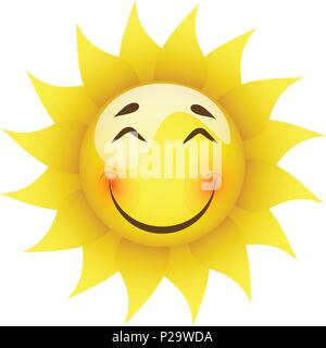 smiling yellow sun on a white background isolated Stock Vector