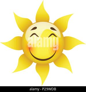 smiling yellow sun on a white background isolated Stock Vector