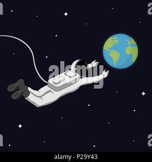 Astronaut in Space. Space Exploration Concept. Vector illustration Stock Vector
