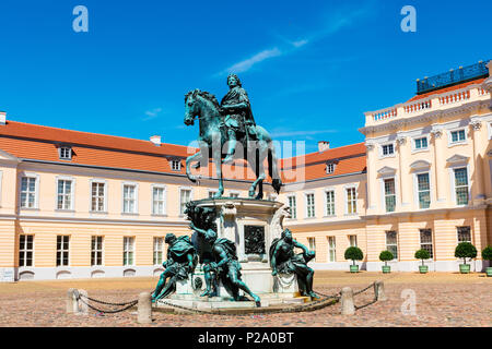 Bronze statue of Friedrich Wilhelm I at the main entrance courtyard of the Charlottenburg Palace in Berlin. Germany. Stock Photo