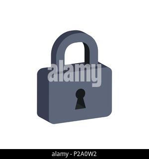 Lock symbol. Flat Isometric Icon or Logo. 3D Style Pictogram for Web Design, UI, Mobile App, Infographic. Vector Illustration on white background. Stock Vector