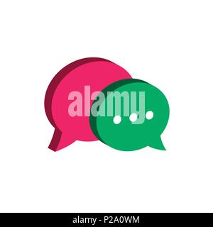 Chat symbol. Flat Isometric Icon or Logo. 3D Style Pictogram for Web Design, UI, Mobile App, Infographic. Vector Illustration on white background. Stock Vector