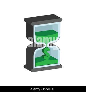 Sandclock, Time is money concept symbol. Flat Isometric Icon or Logo. 3D Style Pictogram for Web Design, UI, Mobile App, Infographic. Vector Illustrat Stock Vector