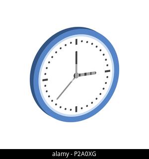 Clock symbol. Flat Isometric Icon or Logo. 3D Style Pictogram for Web Design, UI, Mobile App, Infographic. Vector Illustration on white background. Stock Vector