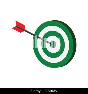 Arrow hitting target symbol. Flat Isometric Icon or Logo. 3D Style Pictogram for Web Design, UI, Mobile App, Infographic. Vector Illustration on white Stock Vector