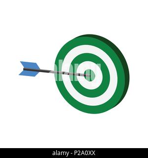 Arrow hitting target symbol. Flat Isometric Icon or Logo. 3D Style Pictogram for Web Design, UI, Mobile App, Infographic. Vector Illustration on white Stock Vector