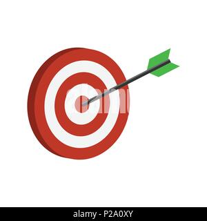 Arrow hitting target symbol. Flat Isometric Icon or Logo. 3D Style Pictogram for Web Design, UI, Mobile App, Infographic. Vector Illustration on white Stock Vector