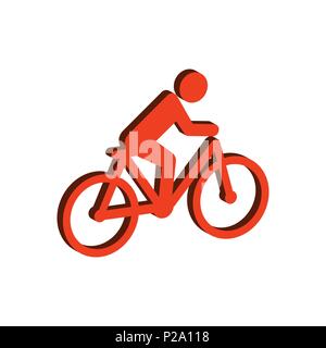 Cyclist symbol. Flat Isometric Icon or Logo. 3D Style Pictogram for Web Design, UI, Mobile App, Infographic. Vector Illustration on white background. Stock Vector