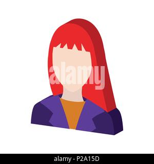 Female avatar symbol. Flat Isometric Icon or Logo. 3D Style Pictogram for Web Design, UI, Mobile App, Infographic. Vector Illustration on white backgr Stock Vector