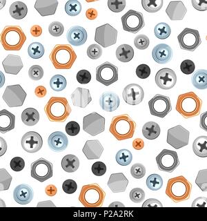 Seamless pattern with bolts nuts nails. Stock Vector