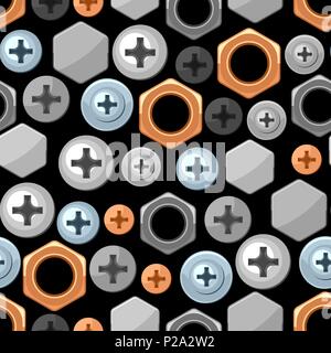 Seamless pattern with bolts nuts nails. Stock Vector