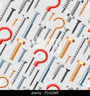 Seamless pattern with bolts nuts nails. Stock Vector