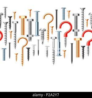 Seamless pattern with bolts nuts nails. Stock Vector