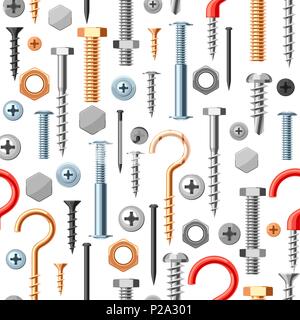 Seamless pattern with bolts nuts nails. Stock Vector