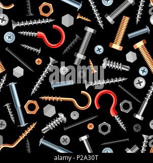 Seamless pattern with bolts nuts nails. Stock Vector