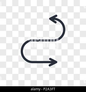 Curved arrow vector icon isolated on transparent background, Curved arrow logo concept Stock Vector