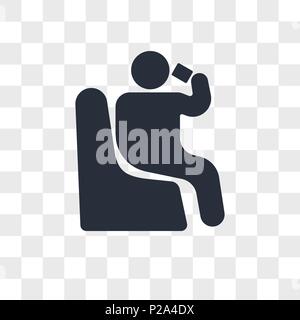 Person sitting and drinking vector icon isolated on transparent background, Person sitting and drinking logo concept Stock Vector