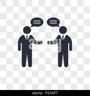 Businessmen talking vector icon isolated on transparent background, Businessmen talking logo concept Stock Vector