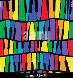 Seamless vector piano pattern in rainbow tones Stock Vector