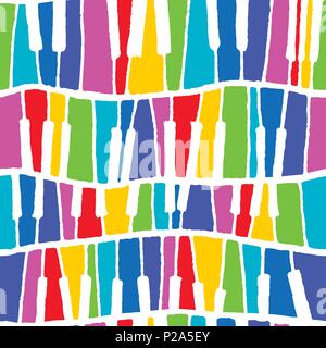Seamless vector piano pattern in rainbow negative tones Stock Vector