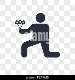 Romantic man with flowers vector icon isolated on transparent background, Romantic man with flowers logo concept Stock Vector