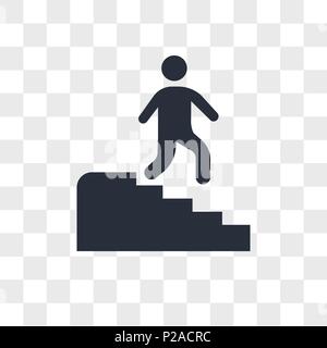 Man descending stairs vector icon isolated on transparent background, Man descending stairs logo concept Stock Vector