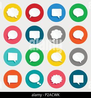 White speech bubbles icon set. Vector illustration. Stock Vector