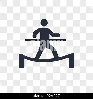 Man in balance on a tightrope vector icon isolated on transparent background, Man in balance on a tightrope logo concept Stock Vector