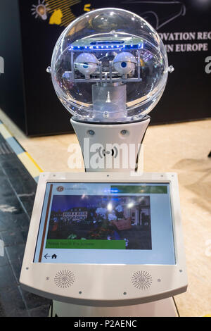 Hanover, Germany. 13th June, 2018. Mobile service robot L2B2 by MetraLabs, in use at community service in city hall of Ludwigsburg, Germany, presented at CEBIT 2018, international computer expo and Europe's Business Festival for Innovation and Digitization: Credit: Christian Lademann / LademannMedia Stock Photo