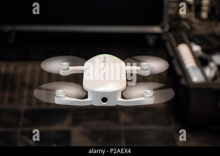 Hanover, Germany. 13th June, 2018. Pocket drone DOBBY by Zerotech, China, CEBIT 2018, international computer expo and Europe's Business Festival for Innovation and Digitization: Credit: Christian Lademann / LademannMedia Stock Photo