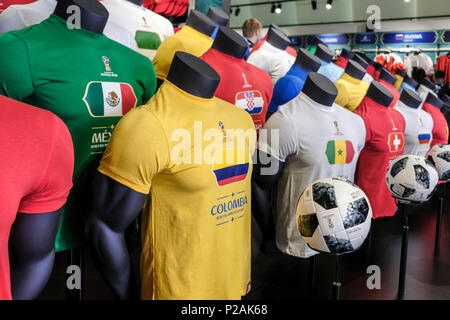 Moscow, Russia. 13th Jun 2018. First match of FIFA 2018 World Football championship. T-shirts of teams who are present in tht tournament. Credit: Marco Ciccolella/Alamy Live News Stock Photo