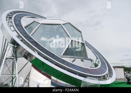 Moscow, Russia. 13th Jun 2018. First match of FIFA 2018 World Football championship. TV studios from Fan fest venue Credit: Marco Ciccolella/Alamy Live News Stock Photo