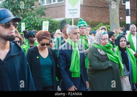 London, England. 14th June 2018. Mayor of London, Sadiq Khan during the Silent walk is held to mark the first anniversary of the Grenfell Tower fire, which claimed the lives of 72 people. ©Michael Tubi/Alamy Live News Stock Photo