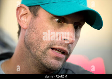 Davie, Florida, USA. 14th June, 2018. Miami Dolphins head coach Adam Gase during organized team activities at The Baptist Health Training Facility at Nova Southeastern University in Davie, Florida on June 14, 2018. Credit: Allen Eyestone/The Palm Beach Post/ZUMA Wire/Alamy Live News Stock Photo